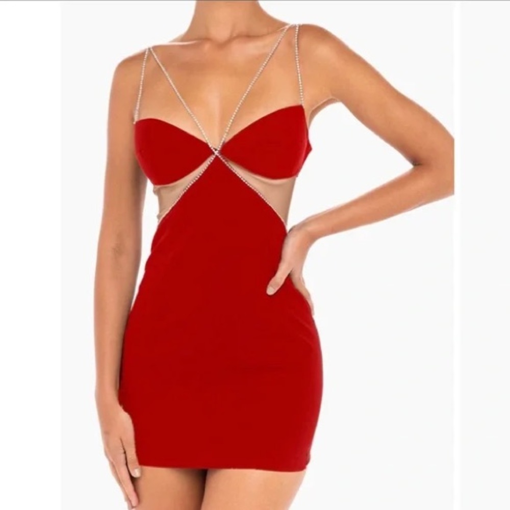 Heiress Beverly Hills Red Diamante Dress